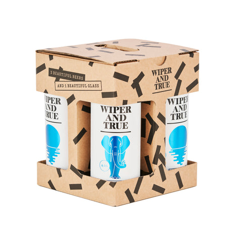 Wiper and True Alcohol-Free Gift Box: Pint Glass & Three Beers