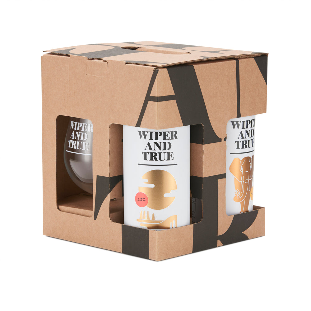 Wiper and True Favourites Gift Box: Tulip Glass & Three Beers