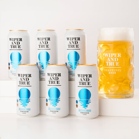 Alcohol-Free Lager Celebration Box: Stein Glass & Six Beers